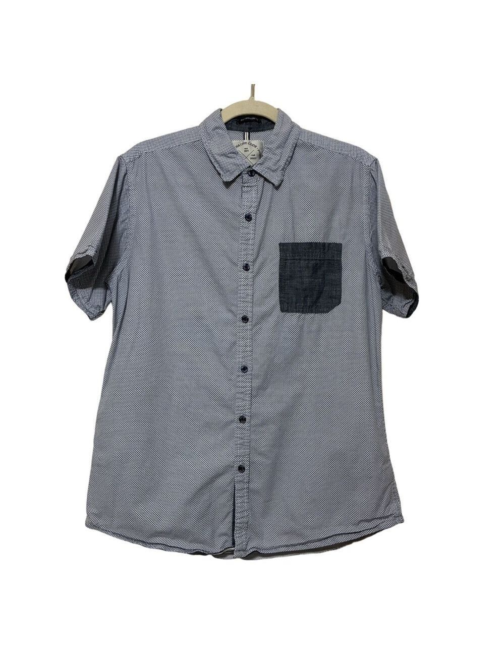 Native Code The Impeccable Fit Button Up Men’s L Blue Patterned Short Sleeve